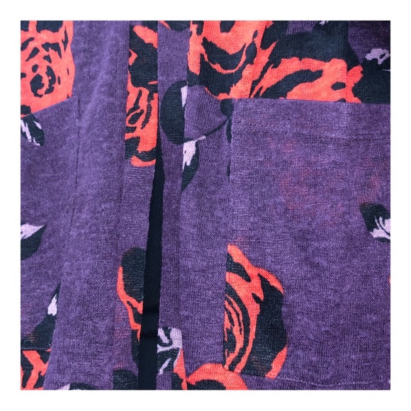 G by Giuliana Women’s Printed Slub Knit Blackberry Floral Duster / Cardigan. - Picture 4 of 5